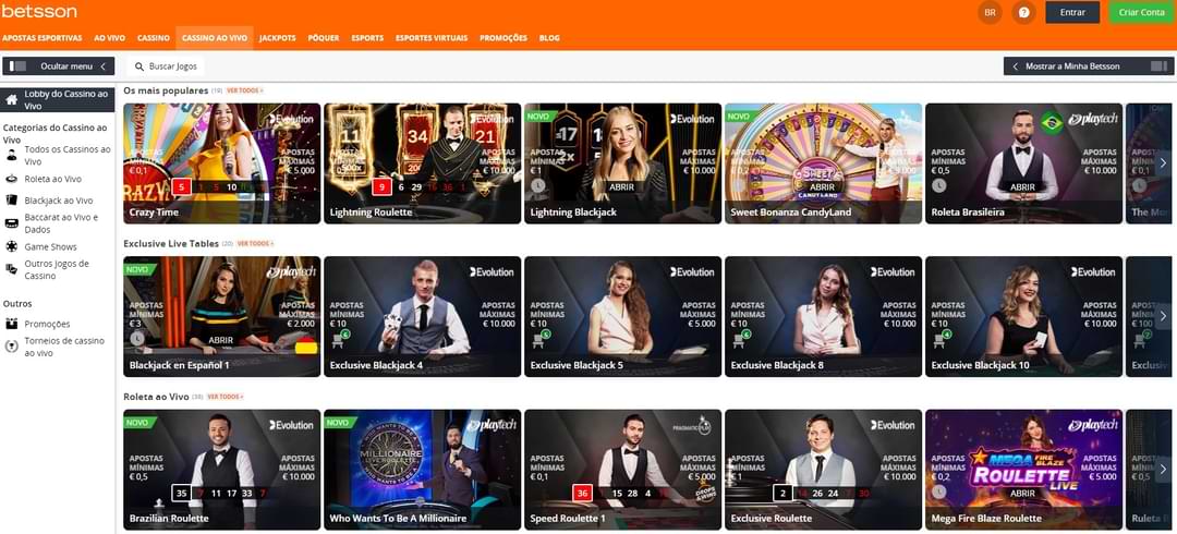 betsson cassino ao vivo