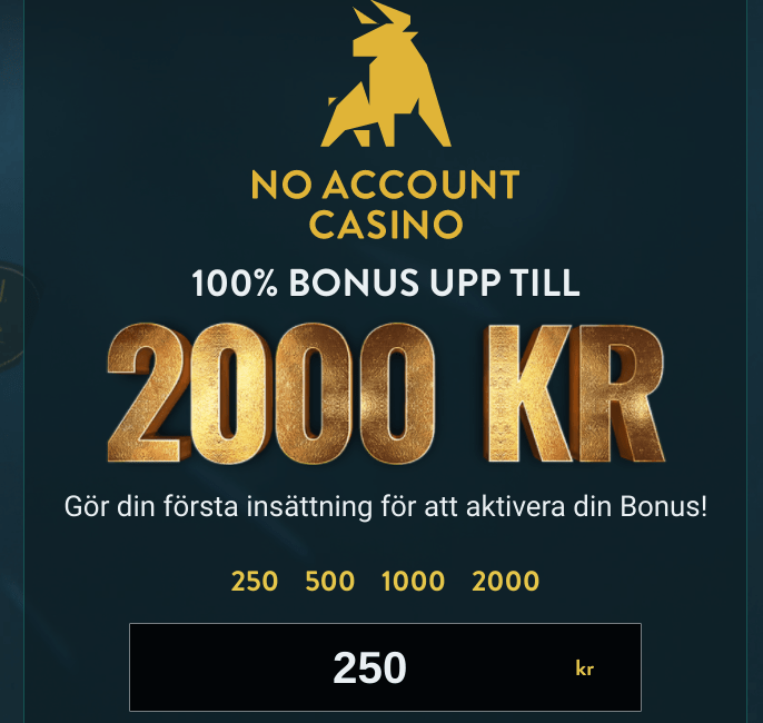 no account casino insättning