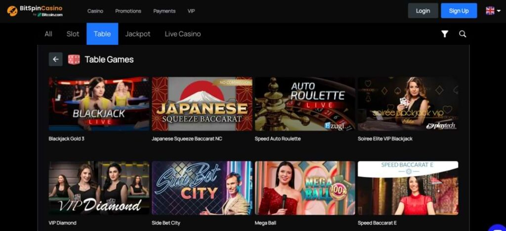 Bitspin Casino Live dealers games