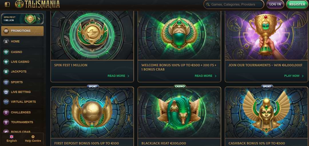 Бонусы Talismania Casino