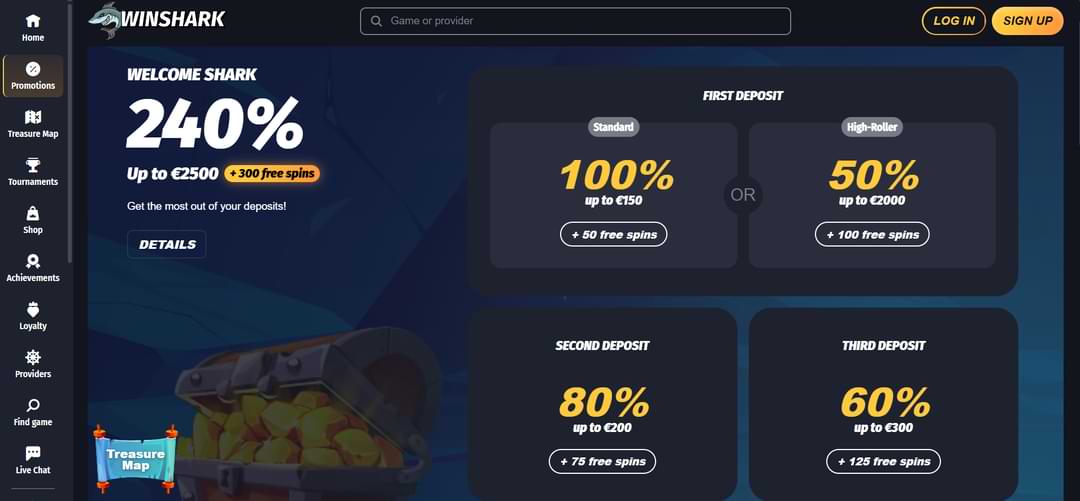 Бонусы casino Winshark