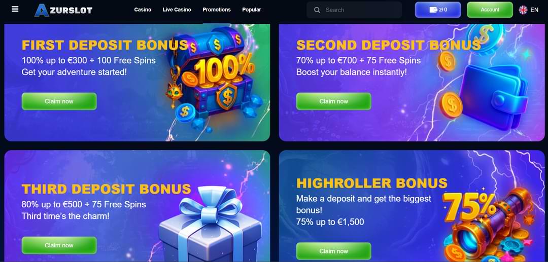 Бонусы casino Azurslot