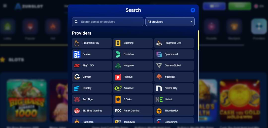 Провайдеры игр казино Азурслот