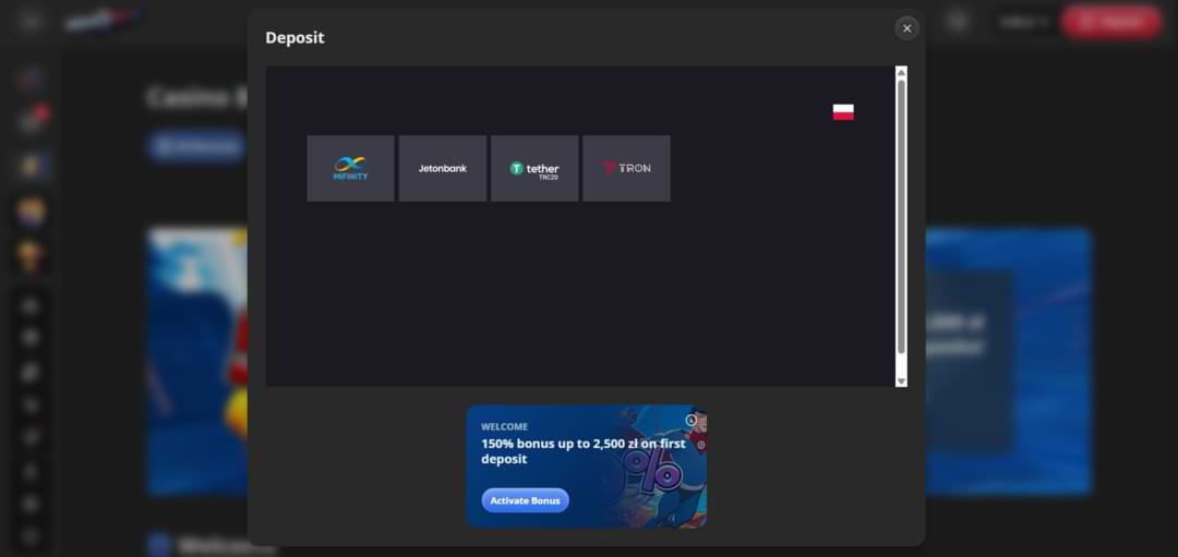 Способы внесения депозита в казино Bruce bet
