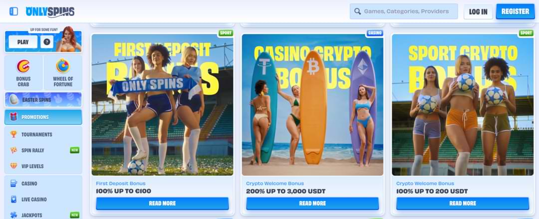 Бонусы казино OnlySpins