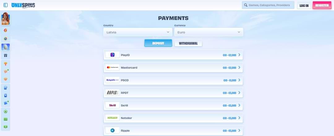 Способы оплаты в казино ОнлиСпинс