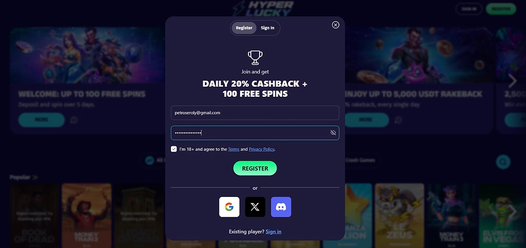 How to Register at Hyper Lucky Casino